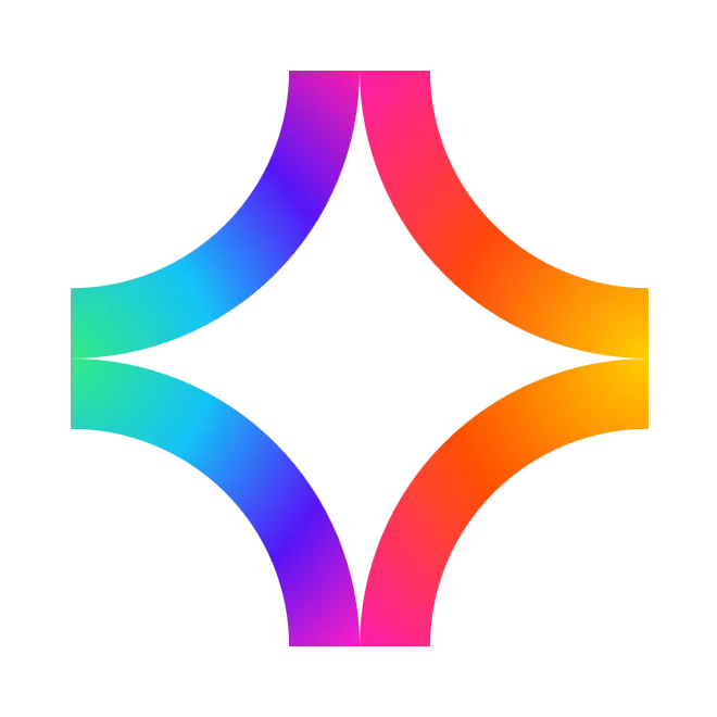 Logo Centraverse, berbentuk seperti kilauan bintang dengan warna pelangi